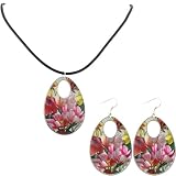 Tear Drop Intense Spring Bouquet Blossom Light Metal Fashion Earring And Necklace Set