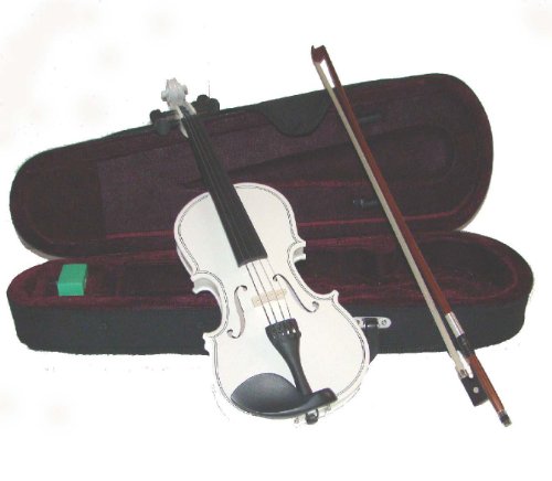 New Merano 15 inch WHITE Viola with Case and Bow+Extra Set of String, Extra Bridge, Pitch Pipe, Rosin
