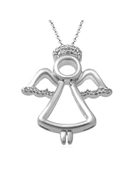 Sterling Silver Diamond Accent Angel Pendant Necklace (I-J Color, I2-I3 Clarity), 18"
