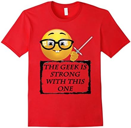 Funny Emoji T-Shirt. Emoji Geek Is Strong Emoji Pillows.  - Male XL - Red