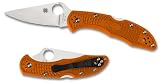 Spyderco Delica4 Lightweight FRN Flat Ground Plain Edge Knife, Orange