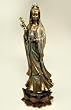 Kuan Yin (Guanyin) Standing on Lotus, Buddhist Goddess of Compassion Statue 15-inch