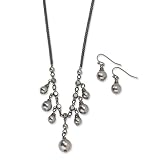 1928 Boutique Black-plated Culutra Glass Pearl Dangle Earrings & 16in Necklace Set