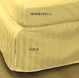 Review   / Homespell Egyptian Cotton 300 Thread Count Sateen Stripe Bed Skirt Gold King.
