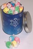 Gourmet Food : Scott's Cakes Assorted Nougat Salt Water Taffy in a Snowflake Can