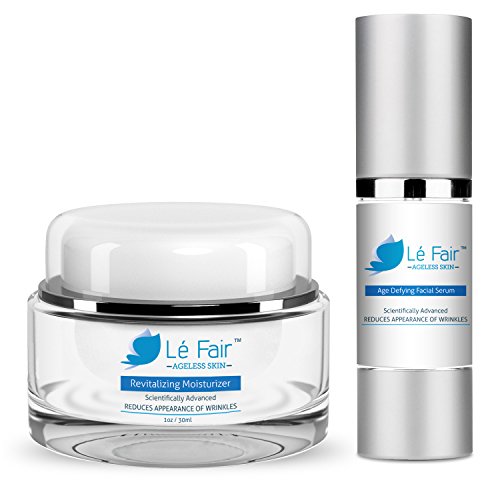 Anti Aging Skin Cream & Serum Combo Set - Le Fair Wrinkle Remover Filler & Firming Moisturizer for Face Eyes & Neck - Repair Dry Skin, Dark Spots & Skin Tone - Vitamin C, Aloe Vera - Skin Whitening