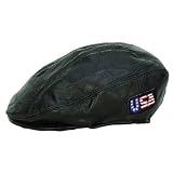 Diamond PlateTM Rock Design Genuine Leather Flat Cap