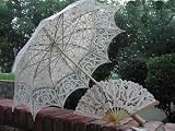 Ecru Full Lace Battenburg Lace Parasol W/fan