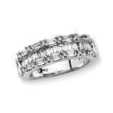 14K White Gold 1 ct. Round and Baguette Cut Diamond Fashion Ring