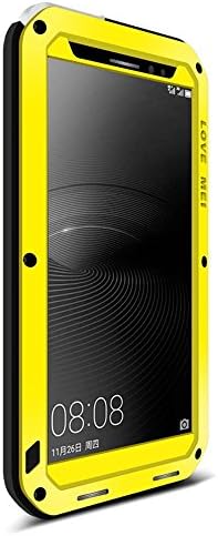 Huawei Mate 8 Case,RUIHUI Hard Military Heavy Aluminum Metal Armor Tank Gorilla Glass Shockproof Rainproof Weatherproof Dust/Dirt/Snow Proof Small Waist Cover Case Ffr Huawei Mate 8 Yellow