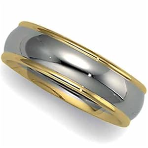 Two Tone Burnished Ladies Comfort Fit Wedding Band