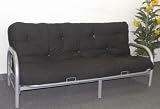 Silver Metal Futon Frame w/ 9 Cotton Mattress