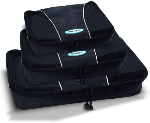 Packing Cubes By Nomadi Travel - 3 Piece Packing Cube Set - Great for Organizing for Bags and Suitcases for Travel - Black - Compressible - 100% Satisfaction Guarantee