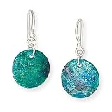 Turquoise Shell Disk Earrings on French Wire