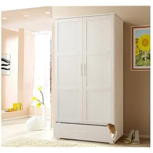 Kleiderschrank Schrank 6300266 Kiefer teilmassiv weiß