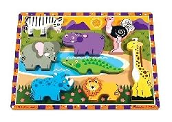 MELISSA & DOUG DELUXE WOODEN SAFARI CHUNKY PUZZLE