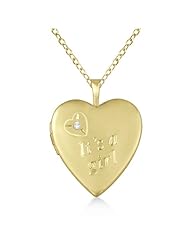 14K Yellow Gold Vermeil "Its A Girl" Heart-Shaped 0.01ct Diamond Locket Pendant Necklace For Women