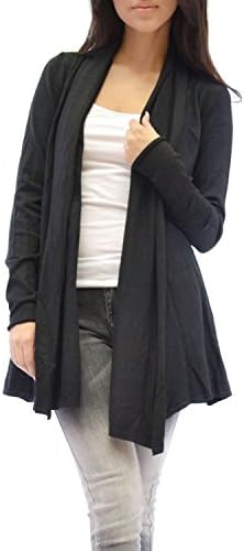 Azkara Womens Solid Long Rayon Oversized Open Draped Boho Basic Cardigan Sweater