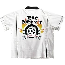 Buy Big Daddy's Hot Rod Team Bowling Shirt White and Black Classic by Cruisin' USA