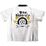 Big Daddy's Hot Rod Team Bowling Shirt White and Black Classic at Cruisin' USA