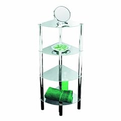 Axxentia Bad 282134 Stand-Eckregal Solanio, verchromt mit 4 Glasb�den, 30 x 30 x 108 cm