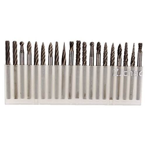 ZJchao 20 Pieces 1/8  Tungsten Carbide Rotary File Bit for Wood Carving, Drilling and Cnc Router Engraving