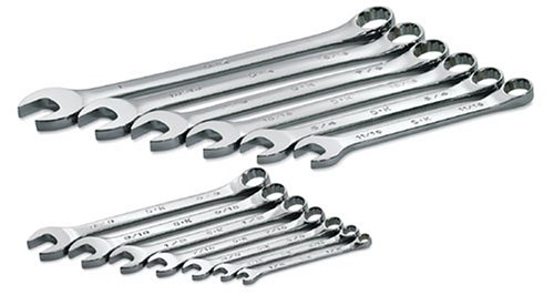 SK 86013 SuperKrome 13 Piece 12 Point 1/4-Inch to 1-Inch Combination Wrench Set