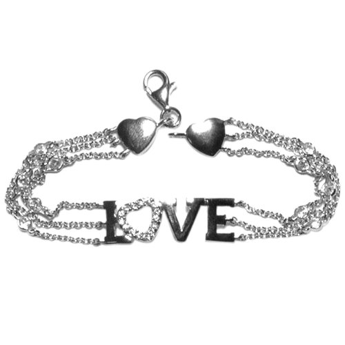 Sterling Silver Heart Locket Pave-set Colorless White Cubic Zirconia Hypoallergenic Bracelet