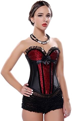 Monssaree Womens Layered Victorian Black Brocade Underbust Boned Corset
