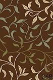 NEW Leafs Chocolate Floral Design Rubber backed durable Area Rug Carpet