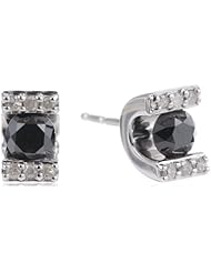10k White Gold 3/4 CTTW Black and White Diamond Stud Earrings