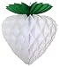 3-pack 10 Inch Hanging Honeycomb Tissue Paper Strawberry Fruit Decoration, White with Green Leaves