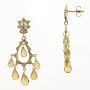 18k Yellow Gold Chandelier Earrings w/ Yellow Beryl Briolette, Diamonds (.10ctw, G, VS) by Diana Heimann