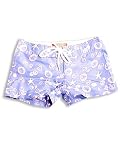 Verona - Little Girls Board Short, Light Blue with White Seashells
