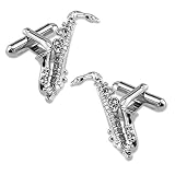 Saxophone Cufflink by Necktie Accessories - Silver Silver plated