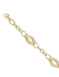 14k Polished Fancy Link Bracelet, Best Quality Free Gift Box Satisfaction Guaranteed