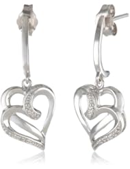 Sterling Silver Diamond Heart Earrings (0.05 cttw, I-J Color, I3 Clarity)