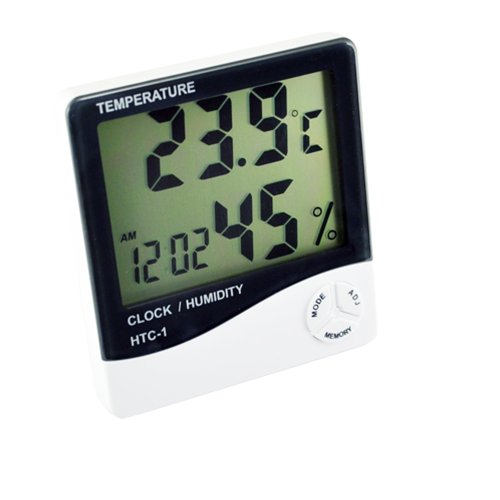 HTC 1 LCD Temperature Humidity Meter Digital Screen with Clock Calendar