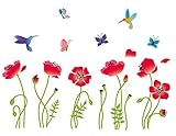 Radiant Poppies Decorative Peel & Stick Wall Art Sticker Decals by CherryCreek Decals [並行輸入品]