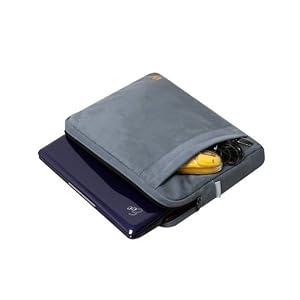 ASUS Eee PC 904HD Netbook CaseCrown Faux Suede Protective Sleeve with Shoulder Strap and Pocket - Blue Grey