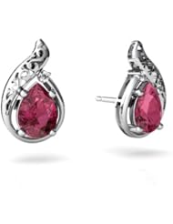 Genuine Pink Tourmaline 14kt White Gold Filligree Earrings