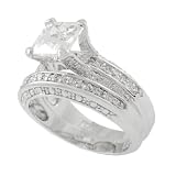 Sterling Silver Pave Style Prince Cut CZ Ring & Band