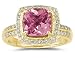 2.50ct Cushion Cut pink Topaz & Diamond Ring in 14K Yellow Gold