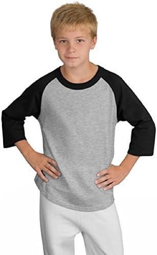 Sport-Tek YT200 Youth Colorblock Raglan Jersey - Heather Grey/Black - S