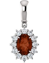 Platinum 7.00x5.00mm Oval Cut Mozambique Garnet and Diamond Pendant -- LIFETIME WARRANTY