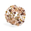 Glass Beads and Wire Amber Bracelet-5 Coil Wrap "Milk and Honey Bracelet [5 Coil Wrap - Amb...