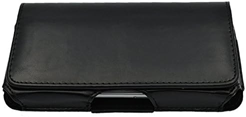 iPhone 6S Plus 6 Plus Samsung Galaxy Note 5 4 Leather Belt Case Clip Holster Pouch Carrying Sleeve Holder (Without Otterbox Defender Case On)-with Belt Clip and Belt Loop Black