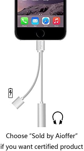 2 in 1 Lightning Adapter for iPhone 7,Grapestec Charger and 3.5mm Earphone Jack Cable Adapter (No Music Control) for the iPhone 7 7 Plus 6S 6 iPod iPad+Gift iPhone Case