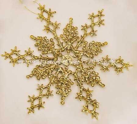 36 - 6-1/2" Gold Glitter Snowflake Ornaments Winter Wedding Favors or Ornaments