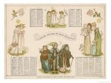An 1884 Kate Greenaway Calendar Art Giclee Poster Print by Edmund Evans, 24x18